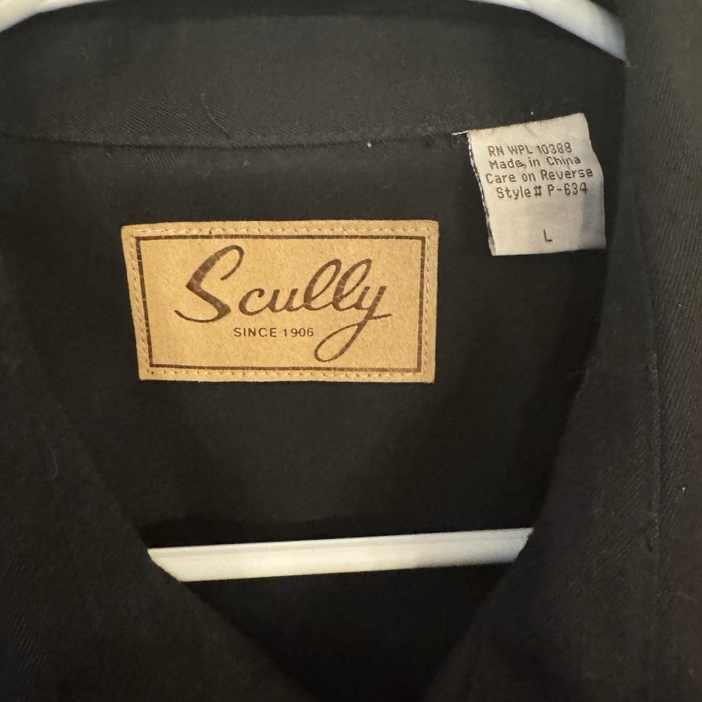 Scully Gunfighter Western Snap Front Shirt Men's L Black/ Red Floral Embroidery - Picture 2 of 12